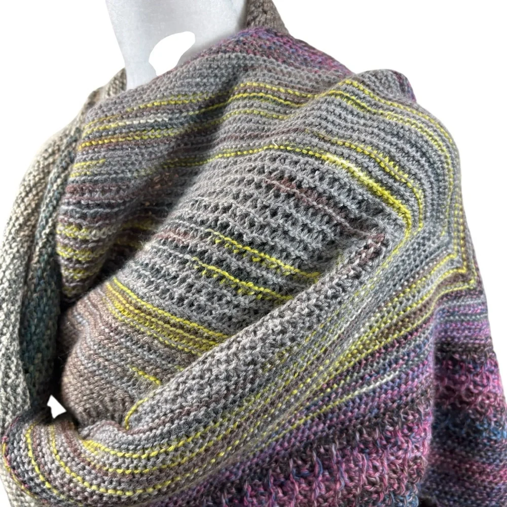 Unique Multicolor Hand Knit Asymmetric Shawl‎ Scarf